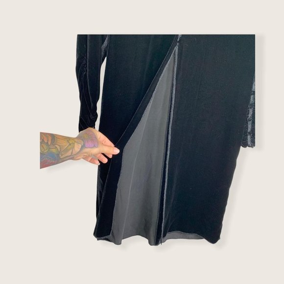 Vintage 90s Andrea Jovine Black Velvet Turtleneck Long Sleeve Tunic Small - Picture 3 of 12